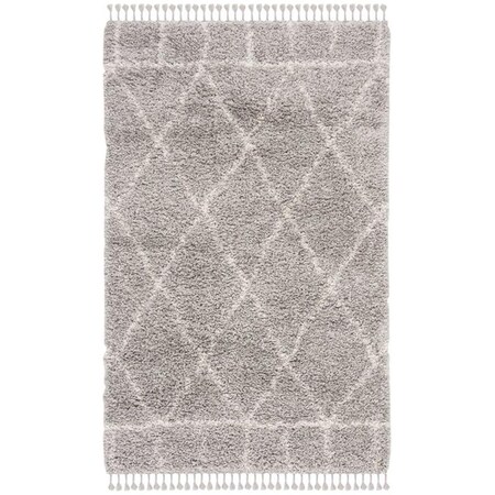 Safavieh 5 x 8 ft. Pro Lux Shag 433 Power Loomed Rectangle Area Rug; Grey & Cream PLX433F-5